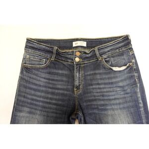 BKE Victoria Jeans Womena 34 Blue Medium Wash Bootcut Slim Stretch Distressed